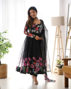 Pure Soft Organza Anarkali Suit Set Comes With Huge Flair, Dupatta & Pant