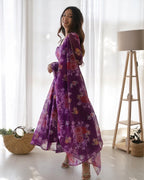 Pure Soft Organza Anarkali Suit Set With Huge Flair, Dupatta & Pant