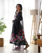 Pure Soft Organza Anarkali Suit Set Comes With Huge Flair, Dupatta & Pant