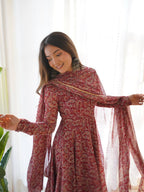 Pure Soft Fox Georgette Anarkali Suit Set With Huge Flair, Dupatta & Pant