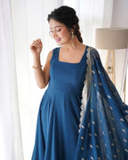 Pure Soft Fox Georgette Anarkali Suit Set With Huge Flair & Dupatta