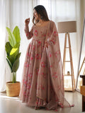 Pure Soft Organza Anarkali Suit Set With Huge Flair & Dupatta