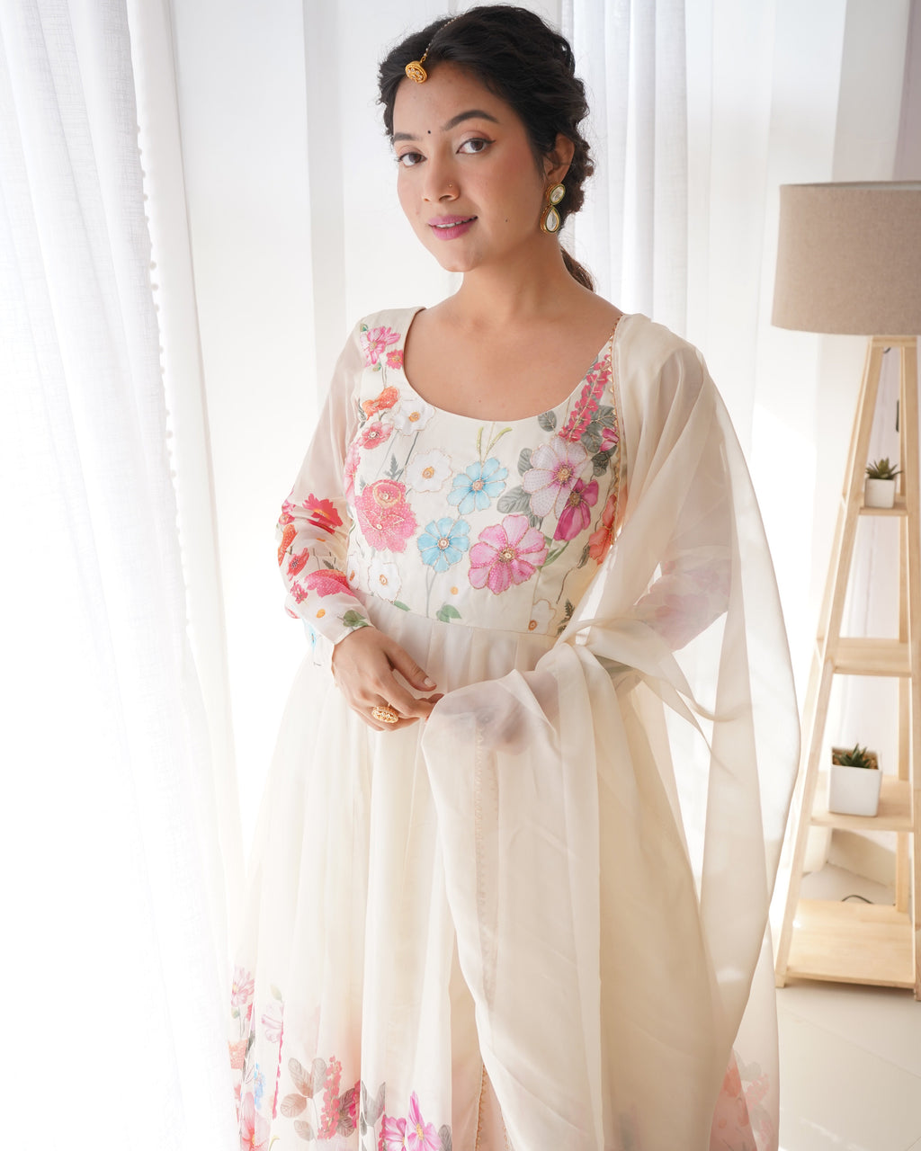 Pure Soft Organza Anarkali Suit Set Comes With Huge Flair, Dupatta & Pant