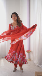 Women’s Floral Printed Anarkali Kurta with Dupatta