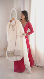 Women’s Embroidered Kurta Pant Set with Dupatta | Elegant Ethnic Suit Set for Festive & Party Wear