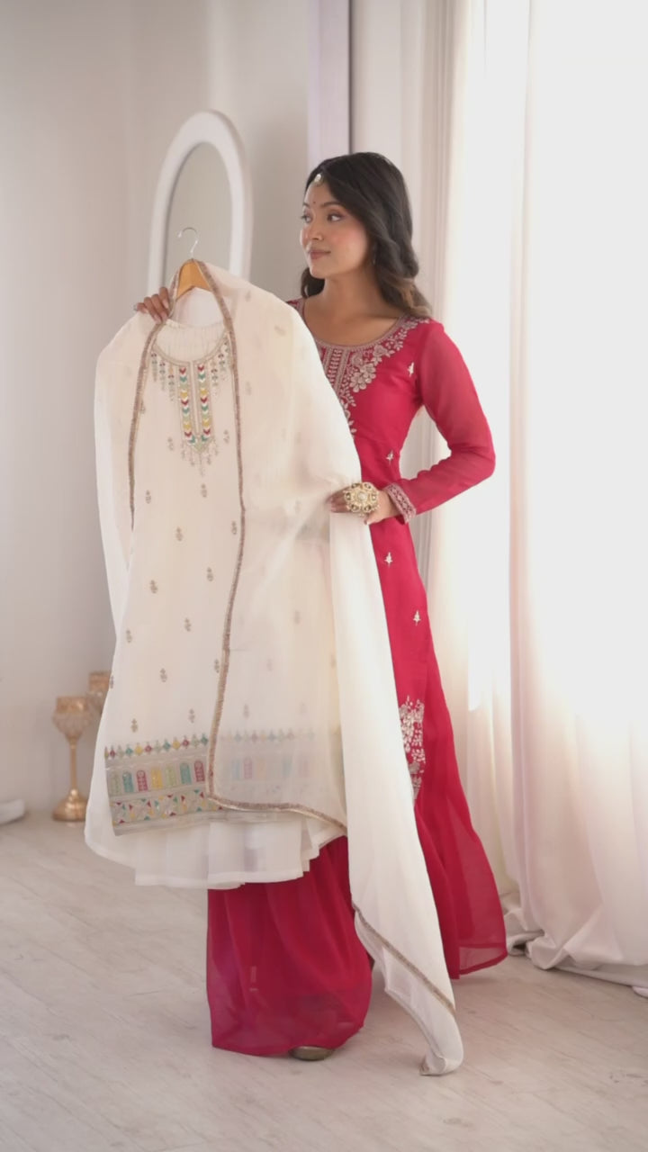 Women’s Embroidered Kurta Pant Set with Dupatta | Elegant Ethnic Suit Set for Festive & Party Wear