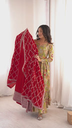 Women’s Elegant Anarkali Kurta Set with Embroidered Dupatta | Traditional Ethnic Suit for Festive & Wedding Wear