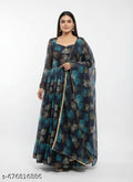 Anveri Women Printed Georgette Anarkali Gown with Dupatta