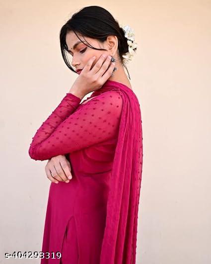 Anveri Women Floral Printed Anarkali Kurta with Dupatta | Elegant Party Wear & Festive Ethnic Gown