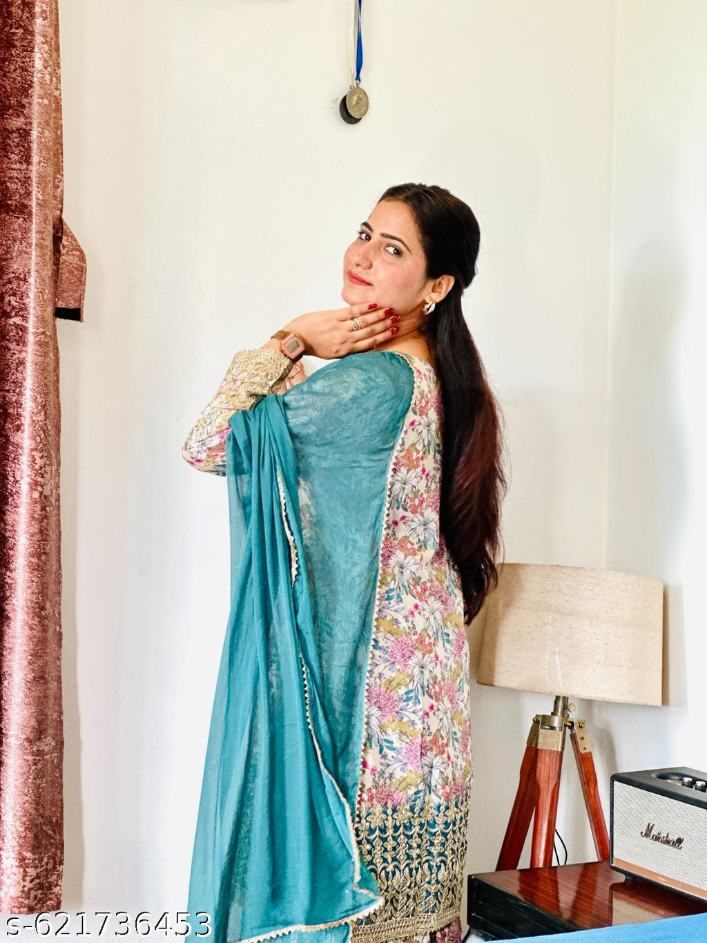 Anveri Women Floral Printed Kurta Set with Dupatta  Straight Kurta & Palazzo Set | Embroidered Hemline | Festive, Party & Daily Wear Ethnic Suit for Women