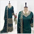 Anveri Elegant Women’s Embroidered Kurta Set with Sharara & Dupatta