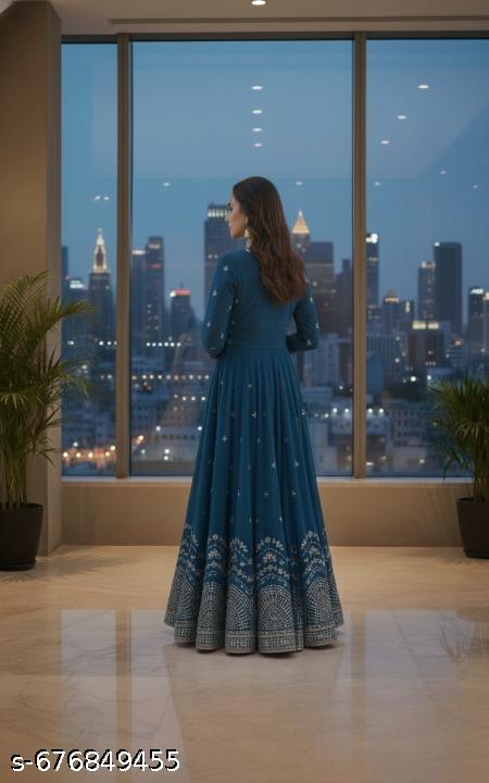 Anveri King Women Embroidered Anarkali Gown with Dupatta | Party Wear Long Dress | Festival