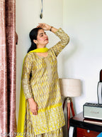 Chic Mustard Yellow Printed Kurta Set with Dupatta