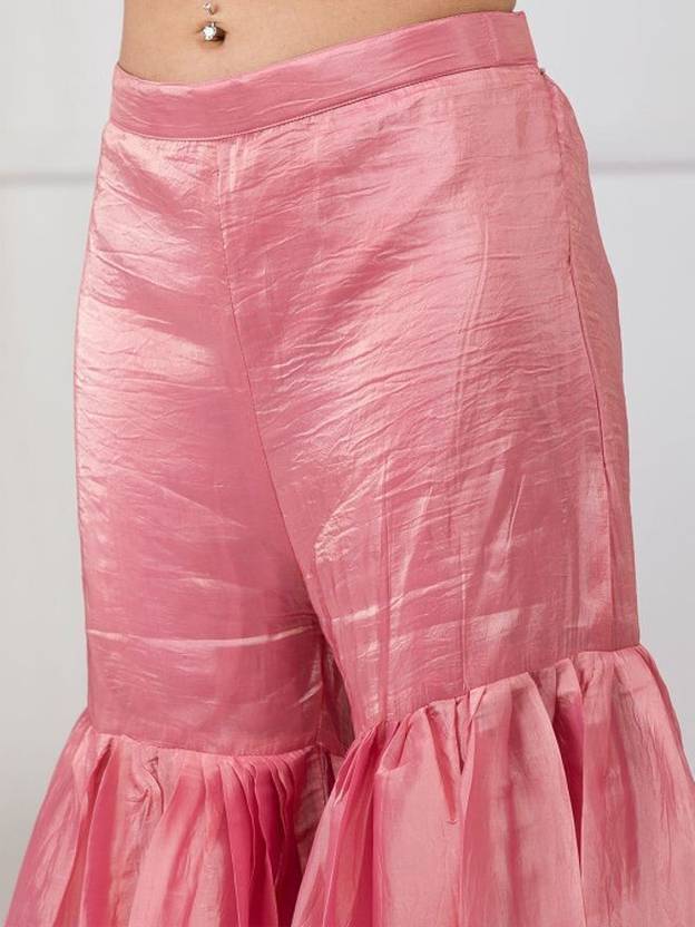 Blush Pink Embroidered Kurta Sharara Set